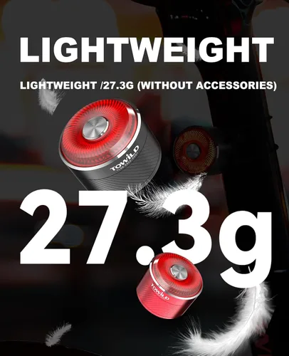 Vista 4 de TOWILD TL05 - Luz trasera para bicicleta, luces traseras de bicicleta con detección de freno inteligente, cable tipo C, impermeable, luces traseras