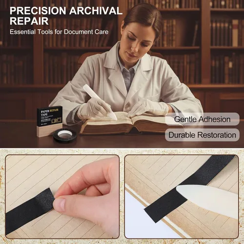Vista 6 de 3 rollos de cinta de reparación de la Biblia para libro Negro