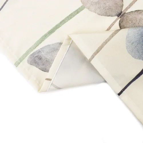 Vista 6 de Cortina de ducha con diseño bohemio de plantas y flores de acuarela sobre fondo beige, cortina de ducha de baño con hojas naturales, cortina