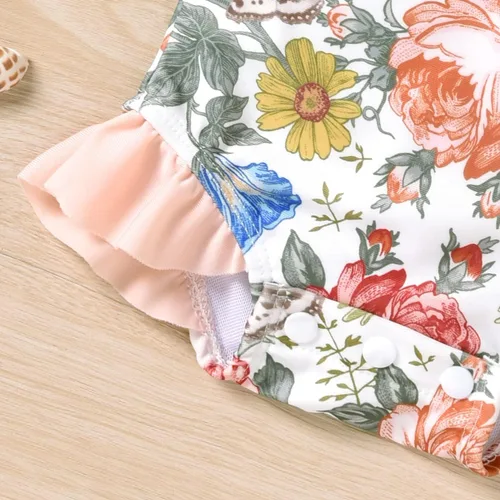 Vista 7 de Aalizzwell Traje de baño de una pieza de manga larga con sombrero para bebé niña