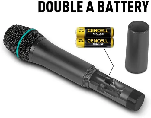 Vista 5 de Debra Audio Pro UHF Sistema de micrófono inalámbrico de 4 canales con micrófonos de mano, lavalier y diadema inalámbricos, receptor de metal, ideal