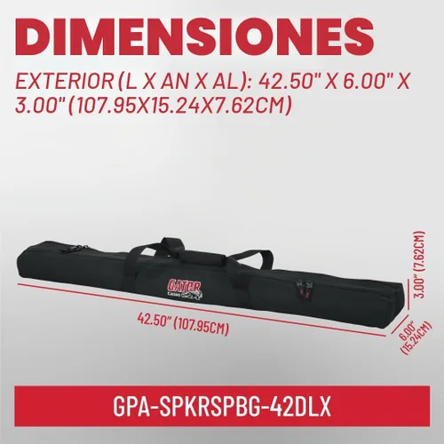 Vista 8 de Gator Cases Bolsa de poste de subwoofer de compartimento dual; Soporta (2) postes de subwoofer de hasta 42" de largo (GPA-SPKRSPBG-42DLX)