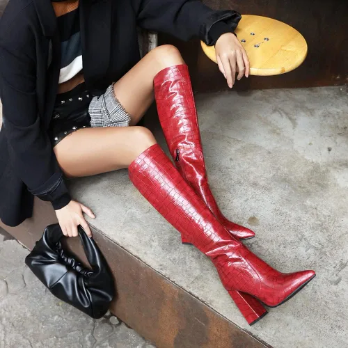 Vista 7 de Women Elegant Dress Boots Knee High Zipper Slim High Boots