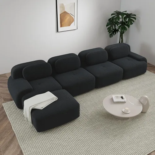 Vista 58 de Sofá sin hueso de 82 pulgadas, cómodo sofá cama de dos plazas, sofá comprimido con asiento profundo, sofá nube de pana para sala de estar