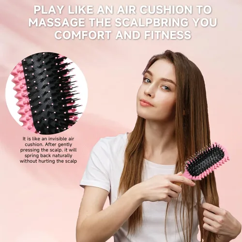 Vista 3 de Cepillo definidor de rizos, productos de cepillo de pelo rizado con 3 piezas de cepillo de pelo de espalda resbaladiza, cepillo de cerdas, peine