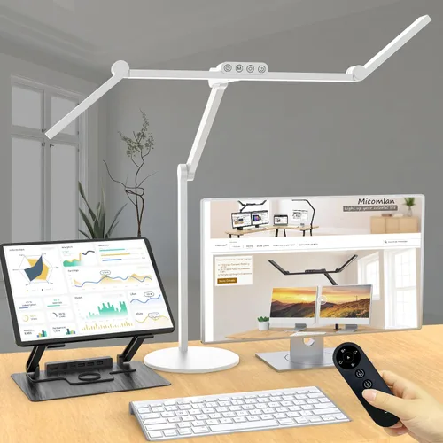 Vista 8 de Micomlan Lámpara de escritorio de arquitecto con control remoto, luz de escritorio LED ajustable para oficina en casa con base, luz de mesa de 24W