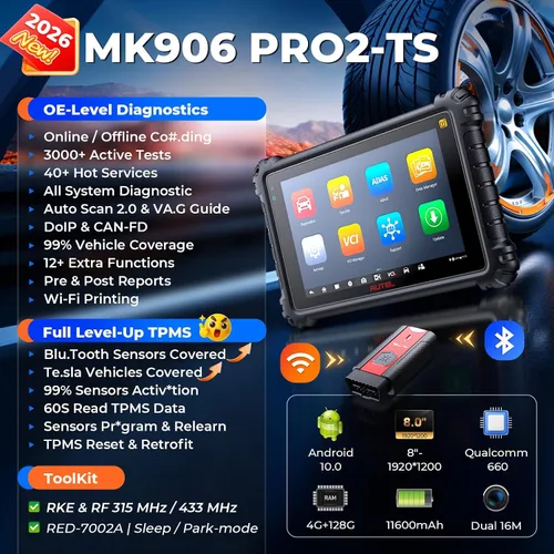 Vista 2 de Escáner Autel MaxiCOM MK906 PRO2-TS: Herramienta de escaneo bidireccional, codificación de ECU V2.0 TPMS Programming, 40+ Resets, 3000+ Active