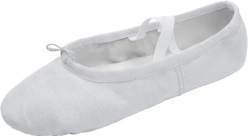 Vista 5 de L-RUN Zapatos de ballet para niñas, zapatos de baile suaves para mujer, zapatillas de ballet de lona para uso diario, zapatos de yoga planos
