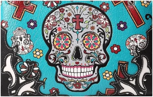 Vista 5 de Monedero de calavera de azúcar con bolsillo oculto Día de los muertos