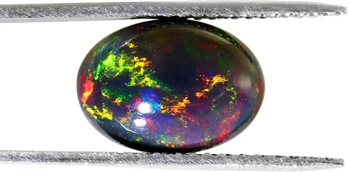 Vista 2 de Cabujón ovalado de 4.85 quilates (0.394 x 0.551 x 0.256in), ópalo etíope negro, piedra preciosa suelta natural, perfecta para regalo, Gema, ópalo