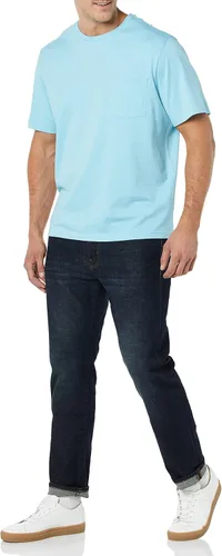 Vista 4 de Tienda Essentials Camiseta de manga corta con cuello redondo para hombre, ajuste regular, paquete de 2