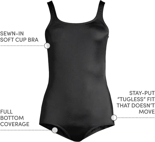 Vista 4 de Lands' End Traje de baño deportivo de una pieza resistente al cloro para mujer