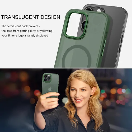 Vista 3 de BENTOBEN Funda magnética para iPhone 13 Pro Max, compatible con MagSafe, translúcida mate esmerilada, antihuellas, delgada, a prueba de golpes