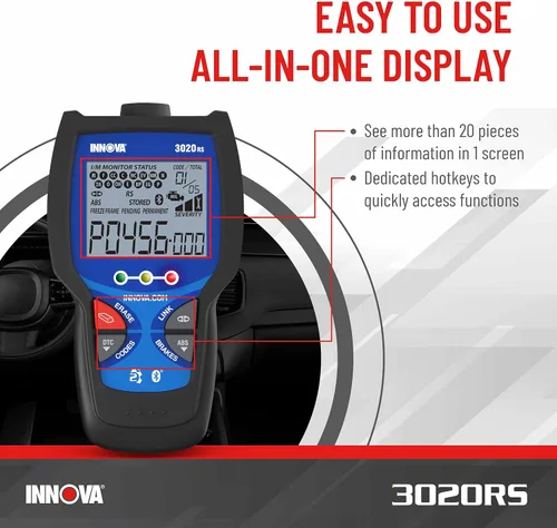 Vista 6 de INNOVA 3020RS Lector de códigos de motor de verificación rápido y fácil de usar, herramienta de escaneo OBD2 para ABS Clear con recomendaciones