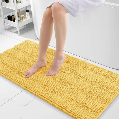 Vista 173 de Grandaily Alfombras de baño de felpilla a rayas de 24 x 16 pulgadas, extra gruesas y suaves, absorbentes, parte trasera de goma, alfombra de ducha