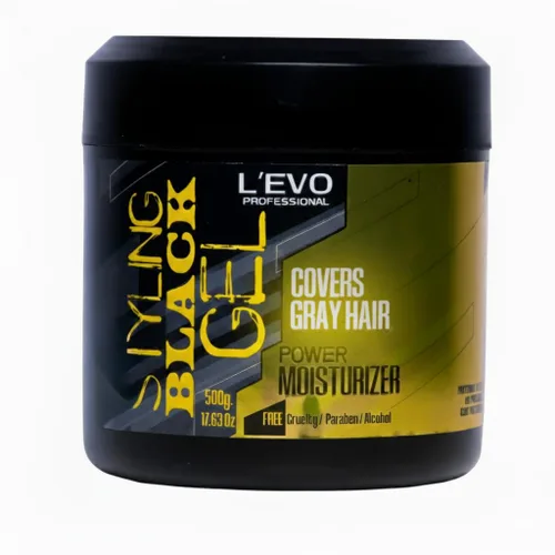 Vista 2 de L'EVO PROFESSIONAL Gel de peinado negro para hombres, sujeción media, cobertura y mezcla de grises naturales, hidratante potente, sin alcohol ni
