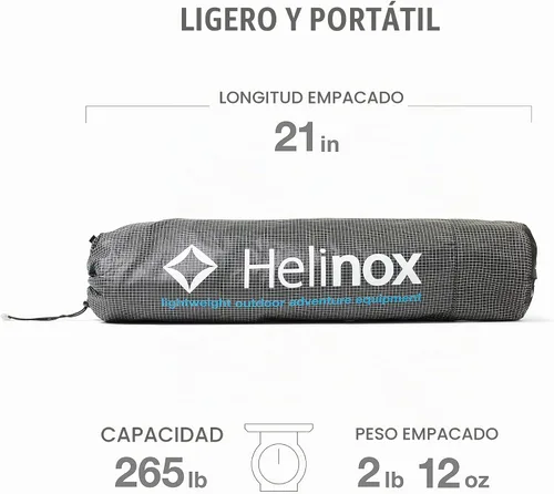 Vista 2 de Helinox Lite Cuna Ultra-Ligera, Cuna de Camping Portátil, Compacta, Plegable, para Mochileros, Cama de Camping Plegable Negro