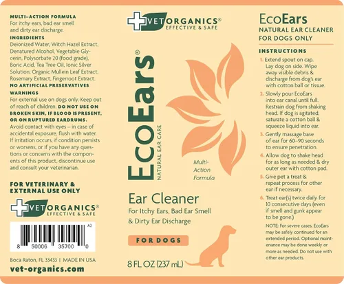 Vista 4 de EcoEars Fórmula para infección de oídos de perros, para picazón, sacudida de cabeza, descarga y olor, natural limpiador multi síntomas de orejas