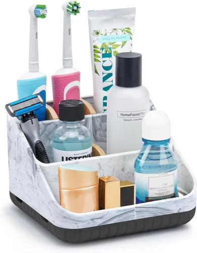 Vista 8 de Chintu Portacepillos de dientes para baño, organizador de encimera de baño, soporte eléctrico para cepillado de dientes, 6 ranuras para organización