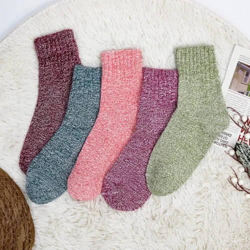 Vista 4 de Loritta 5 Pairs Womens Wool Socks Thick Knit Vintage Winter Warm Cozy Crew Socks Gifts