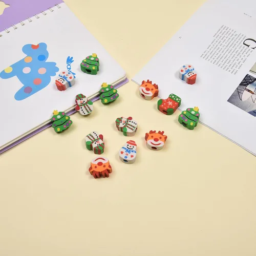 Vista 5 de 42 piezas de tapas de borrador navideñas para niños y niñas, mini tapas de borrador navideñas a granel para rellenos de medias navideñas