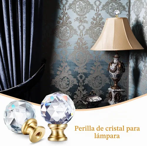 Vista 4 de Mudder 2 pomos de diamante con acabado de lámpara de cristal de 1-3/4