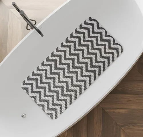 Vista 9 de Splash Home Chevron Softee - Tapete individual para bañera, antideslizante, extra largo, con 58 ventosas, 36 pulgadas de largo x 17 pulgadas