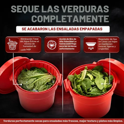 Vista 2 de Chef Master Secador grande de ensalada comercial, manivela manual, 2.5
