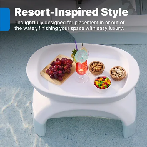 Vista 3 de Step2 Vero - Mesa auxiliar con bandeja para servir, muebles de patio impermeables para exteriores e interiores, uso en piscinas de hasta 9 pulgadas