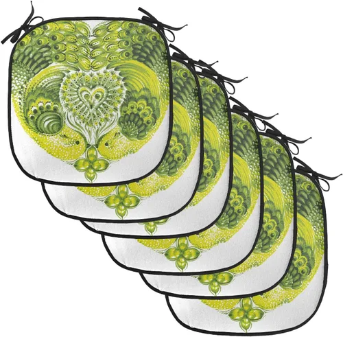 Vista 82 de Lunarable Floral Chair Cushion Pad, Flower Petal with Oriental Detail Culture Design, Seat Padding for Kitchen & Patio with Anti-Slip Backing