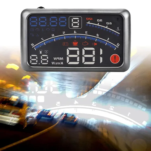 Vista 7 de OBD2 - Velocímetro digital universal de 5.5 pulgadas, proyector de parabrisas, alarma de sobrevelocidad, kmh/mph