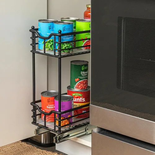Vista 2 de Household Essentials Organizador extraíble de dos niveles de acero negro mate