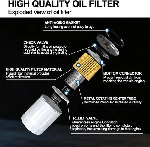 Vista 3 de 49065-0724 Filtro de aceite compatible con filtro de aceite Kawasaki 49065-2071 que reemplaza 49065-7010 49065-2057 49065-2087 49065-2086