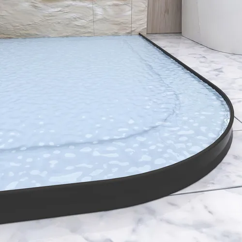 Vista 6 de Raycity Umbral de ducha alto de 3" con presa de agua de 59 pulgadas, protector plegable contra salpicaduras de agua de ducha para umbral de ducha