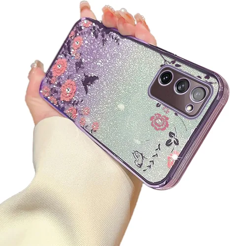 Vista 46 de Funda para Samsung Galaxy S8, Samsung S8 para mujer, cambio gradual con purpurina, cristal suave, TPU mariposa, floral, corazón, transparente, funda