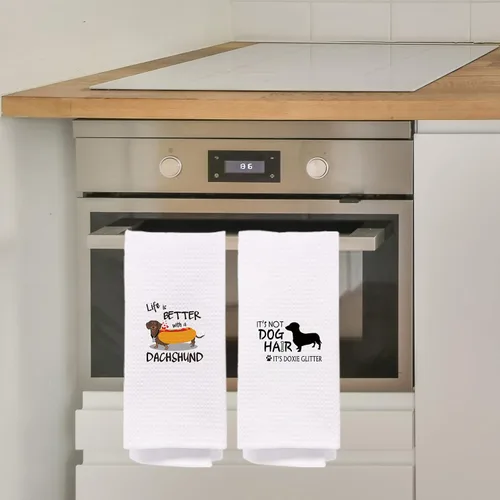 Vista 3 de Decoración de perro salchicha, regalos de perro salchicha, regalos para mujeres, perro salchicha, toallas de cocina, juegos de toallas de cocina