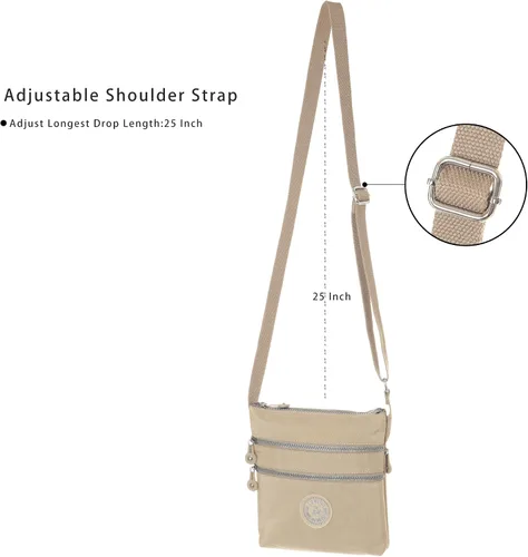 Vista 6 de AOCINA Bolsos cruzados de nailon para mujer, con múltiples bolsillos, bolso cruzado pequeño, ligero, de viaje, para teléfono, bolsos de hombro