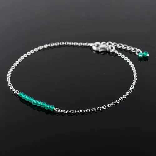 Vista 7 de Natural Gemstone Beaded Bar Anklet for Women