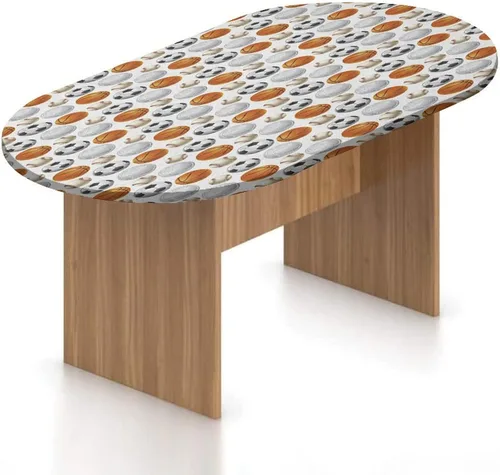 Vista 11 de Mantel ovalado ajustable para mesa de patio, con bordes elásticos occidentales, de poliéster, estampado tradicional de vagón, se adapta a mesas