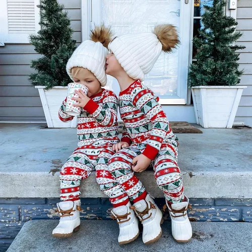 Vista 2 de Madjtlqy Sudadera de manga larga con estampado de letras y pantalones elásticos, ropa de Navidad para bebé