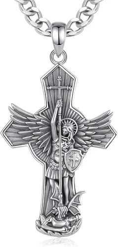 Vista 156 de CELESTIA Medallas de plata de ley 925 San Miguel/San Cristóbal/San Benito/San Gabriel/Virgen María/Jesús/Caravaca/Metatrón/Sello de los Siete