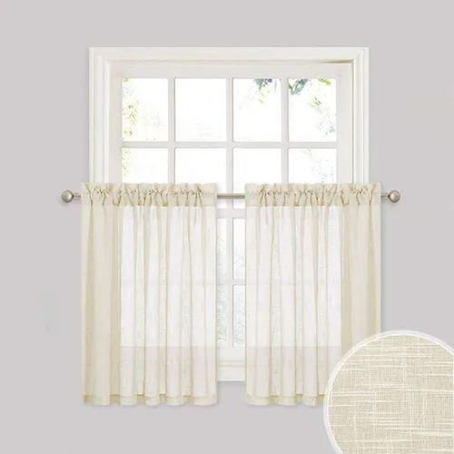 Vista 8 de Cozynight Cortinas de Niveles Transparentes Gris Oscuro de 24 Pulgadas de Largo, Tratamiento de Cortinas para Ventanas Pequeñas