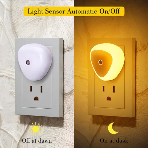 Vista 2 de KINUR Lámpara de Luz Nocturna LED con Sensor Inteligente de Atardecer a Amanecer, Luz Nocturna Ámbar Naranja de 0.5W que se Enchufa a la Pared