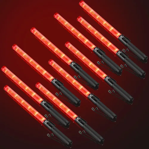 Vista 16 de RoadHero 1 paquete de varitas de tráfico de 21 pulgadas, bastón de control de tráfico LED verde, varita de luz de seguridad nocturna con 2 modos