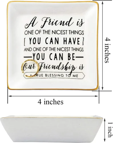 Vista 5 de JoycuFF Regalos de amistad para mujeres, amigas, plato para anillos, bandeja de joyería de amistad, regalos únicos para mejor amiga, mejor amiga