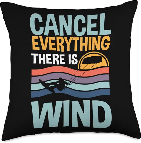 Vista 4 de Kitesurfing Cancel Everything There Is Wind Kiteboarding Throw Pillow