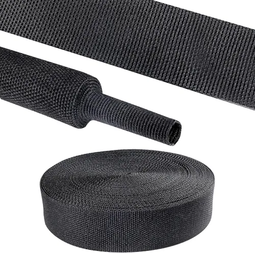 Vista 44 de Tubo de tela trenzada termorretráctil 2 en 1, ajuste ideal para manguera/cable/alambre de forma irregular (1-1/8 pulgadas, 14 pies)