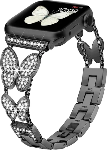 Vista 9 de Banda Mariposa Compatible con Correas de Apple Watch de 40mm 41mm 42mm (S11/10) 38mm iWatch SE Series 11 10 9 8 7 6 5 4 3, Correas delgadas