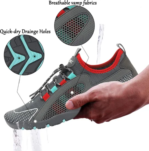 Vista 3 de Zapatos de agua para hombre y mujer, secado rápido, calcetines acuáticos, zapatos de buceo para playa, natación, surf, piscina, yoga, viajes, al
