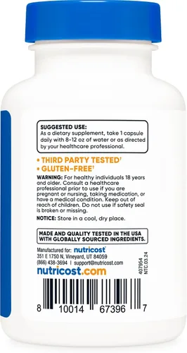 Vista 4 de Nutricost Luteolina 100 mg, 120 cápsulas - Apto para vegetarianos, sin OMG, sin gluten Apto para vegetarianos, sin OMG